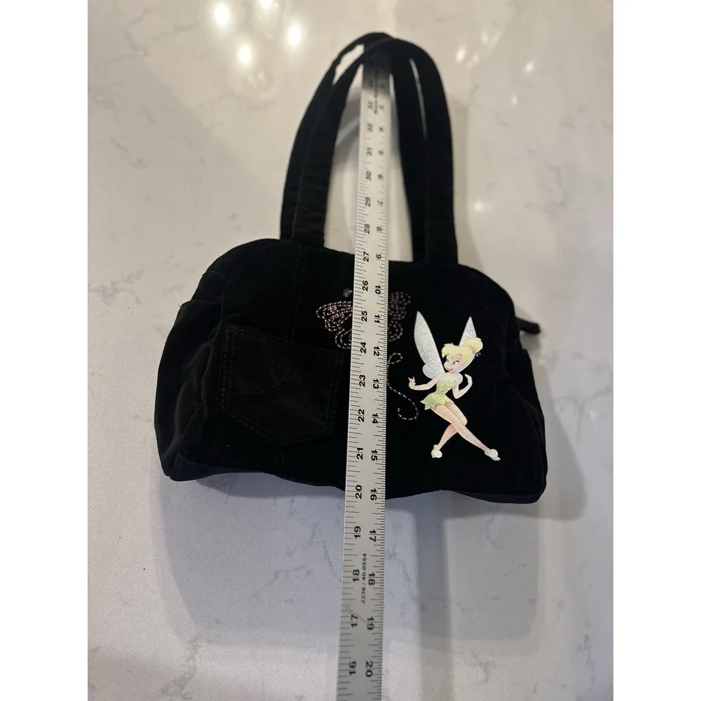 Disney Tinker Bell shoulder bag vintage Y2K black velvet Rhinestone Butterfly